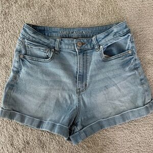 American Eagle Outfitters Blue Jean Shorts Mid-Thigh Cuffed